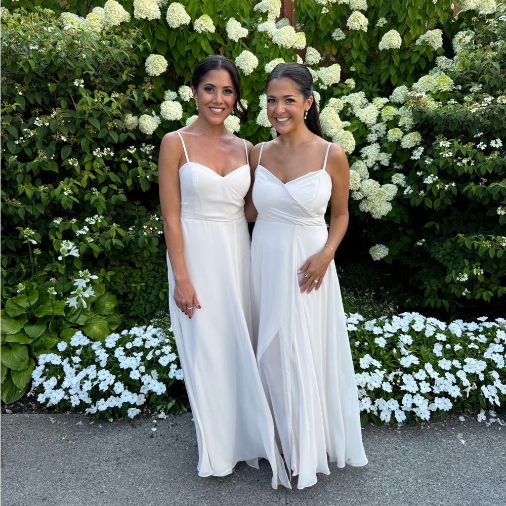 Dessy Collection Cream Maxi Dress with Spaghetti Straps